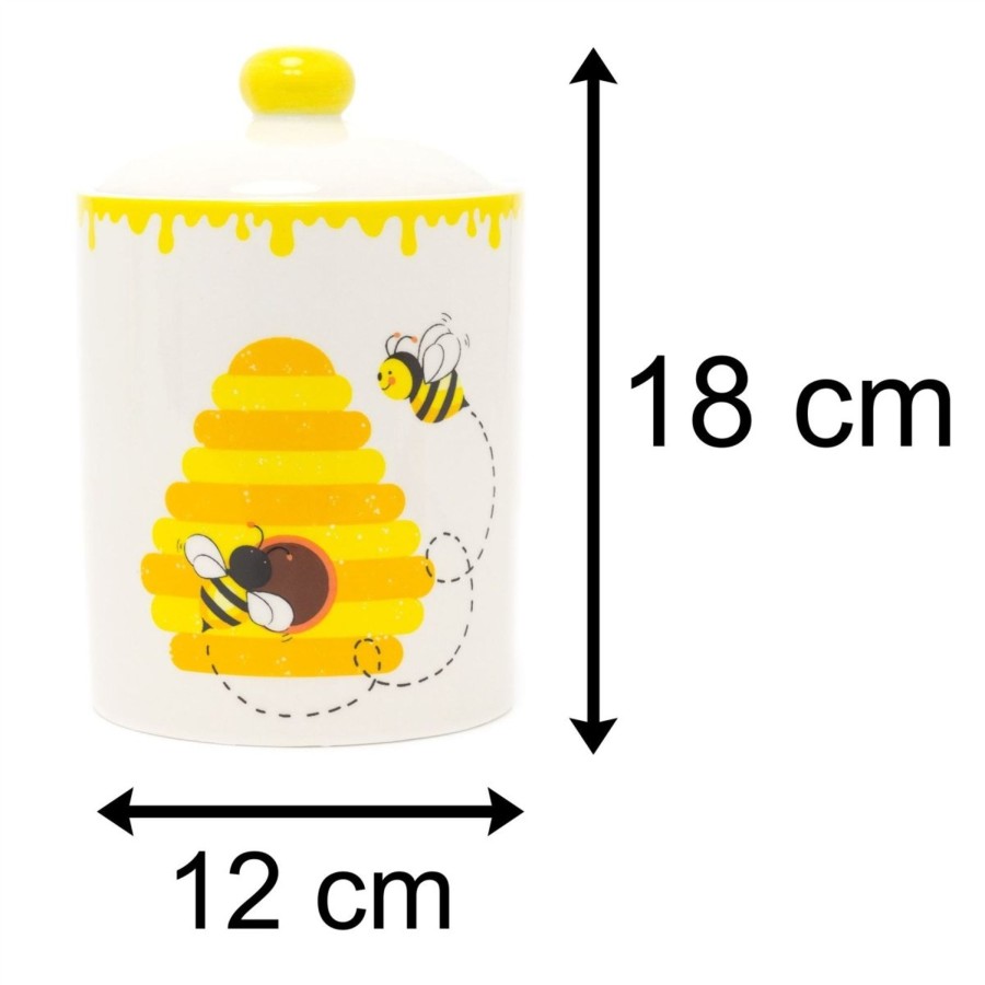 Kitchen & Dining Carousel Shop | Bumble Bee Airtight Ceramic Storage Jar | Beehive Airtight Jar Biscuit Barrel Airtight Kitchen Jar Bee Barrel | Honey Bee Storage Jar Pot