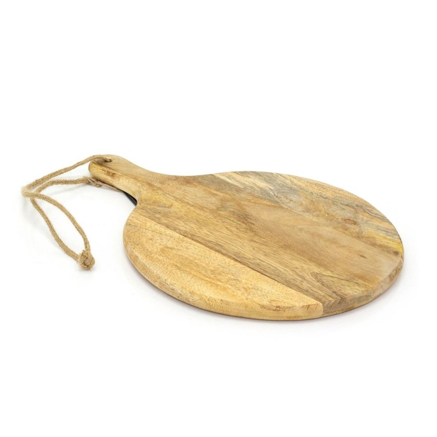 Kitchen & Dining Carousel Shop | 40Cm X 30Cm Round Wooden Chopping Board With Handle