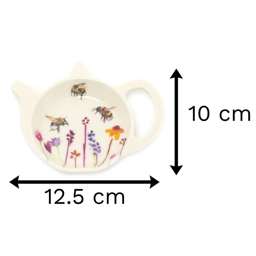 Kitchen & Dining Carousel Shop | Busy Bee Floral Tea Bag Tidy Dish | Tea Bag Spoon Rest Kitchen Tidy | Melamine Used Teabag Holder