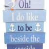 Home Accessories Carousel Shop Wall Decor & Mirrors | Decorative Wooden Nautical Plaque Hanging Sign ~ Beside The Seaside