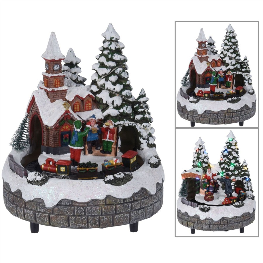 Celebrations Carousel Shop | Illuminated Musical Moving Christmas Ornament | Alpine Scene With Moving Train Light Up Led Xmas Decoration | Design Varies One Supplied