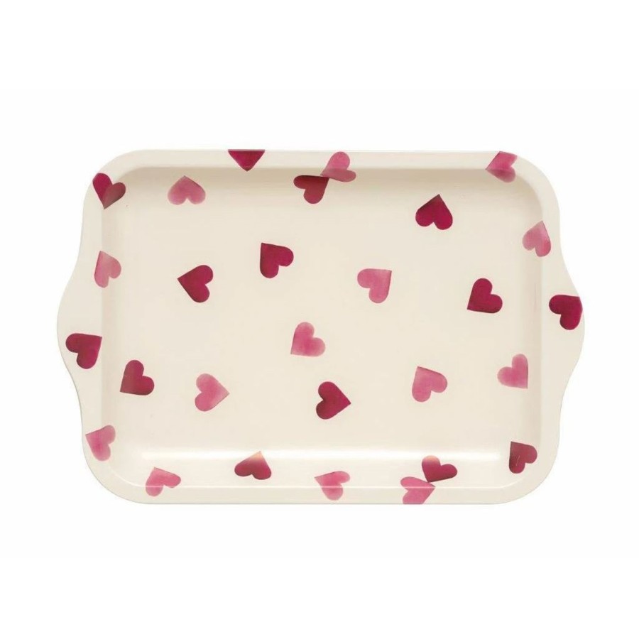 Kitchen & Dining Carousel Shop | Emma Bridgewater Pink Hearts Small Tin Tray | Tea Tray With Handles - 24Cm