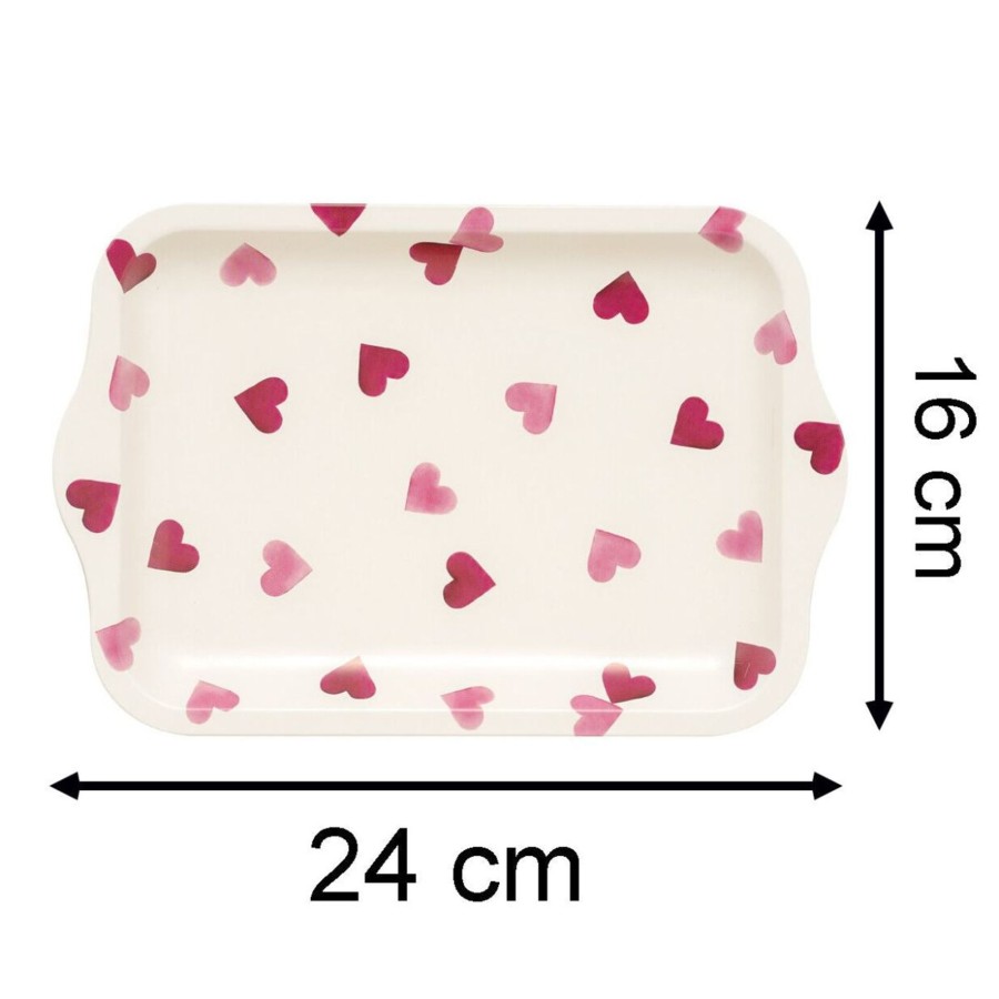 Kitchen & Dining Carousel Shop | Emma Bridgewater Pink Hearts Small Tin Tray | Tea Tray With Handles - 24Cm