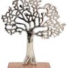 Home Accessories Carousel Shop Decorative Accessories | Silver Metal Tree Decorative Ornament On Wooden Base - Small