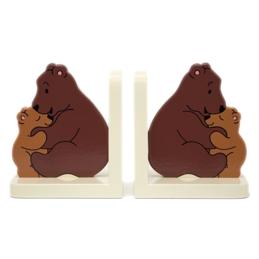 Baby & Child Carousel Shop Room Decor & Storage | Bear Hug Wooden Bookends For Kids | Childrens Book Ends | Book Stoppers For Shelves, Kids Room Or Nursery Decor - Hand Made In Uk