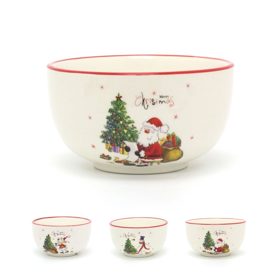 Celebrations Carousel Shop | Ceramic Christmas Snack Nibbles Bowl | Festive Serving Dish Christmas Serving Bowl | Xmas Bowls - Design Varies One Supplied