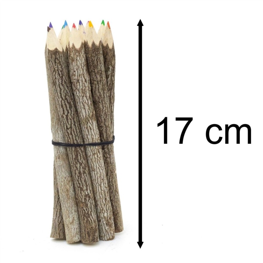 Baby & Child Carousel Shop Arts & Crafts | Pack Of 10 Medium Tamarind Tree Branch Twig Pencils | 10 Piece Colouring Pencils Rustic Wooden Pencils | 10 Multi Coloured Pencils Eco Friendly Party Bag Fillers