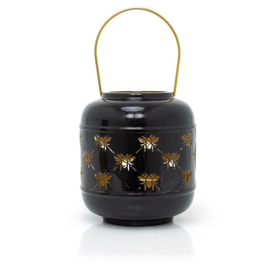 Home Accessories Carousel Shop Candlesticks, Holders & Lanterns | 21Cm Honey Bee Black Metal Hurricane Candle Lantern | Decorative Hanging Lantern For Home Garden Patio | Indoor Outdoor Bee Lantern Garden Gifts