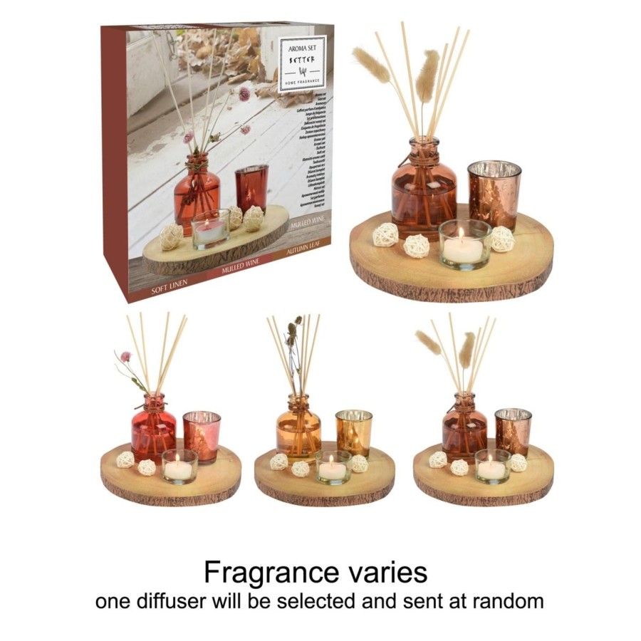 Home Accessories Carousel Shop Oil Burners & Diffusers | Aromatherapy Gift Set Candles And Fragrance Diffuser Set | Candle Tray Tealights Votive | Reed Diffuser Set Aroma Gifts - One Supplied