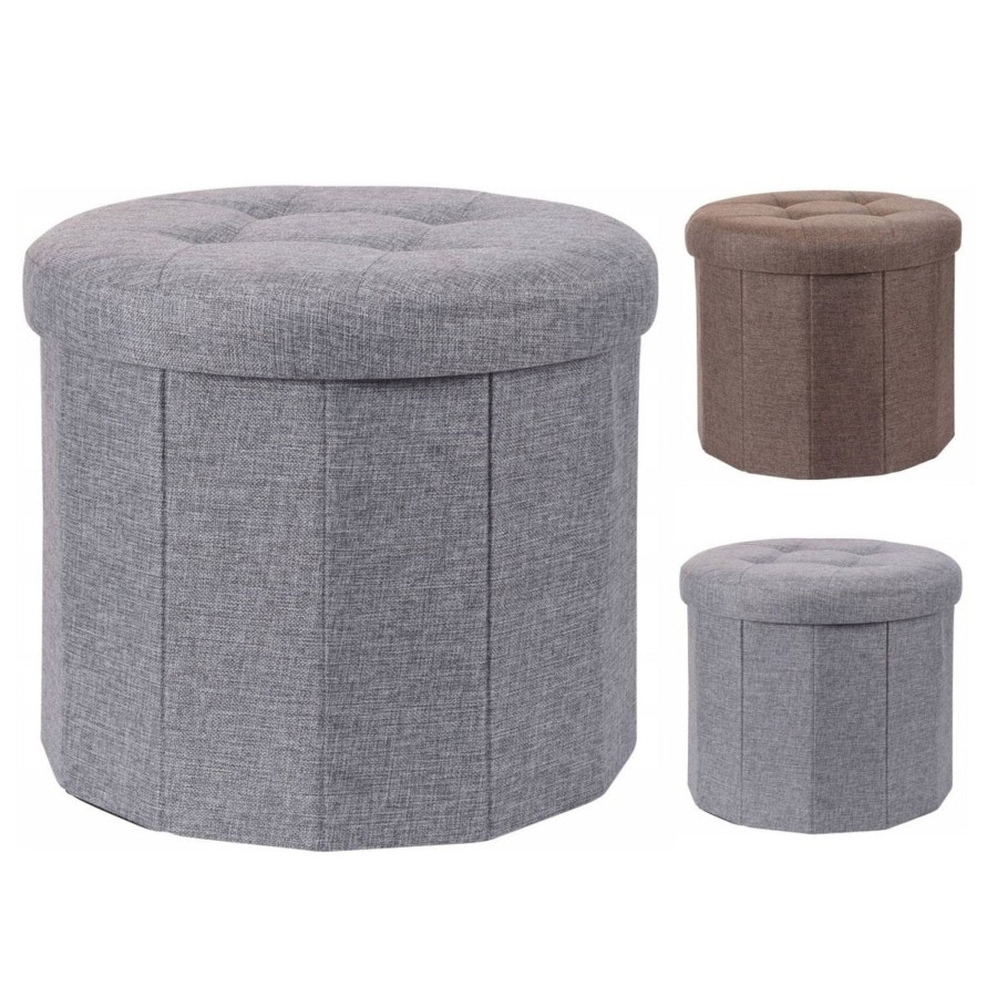 Home Accessories Carousel Shop Side Tables | Fabric Pouffe Storage Footstool Round Storage Ottoman | Folding Footstool With Storage Ottoman Storage Box | Foot Stools Pouffe Pouffes For Living Room