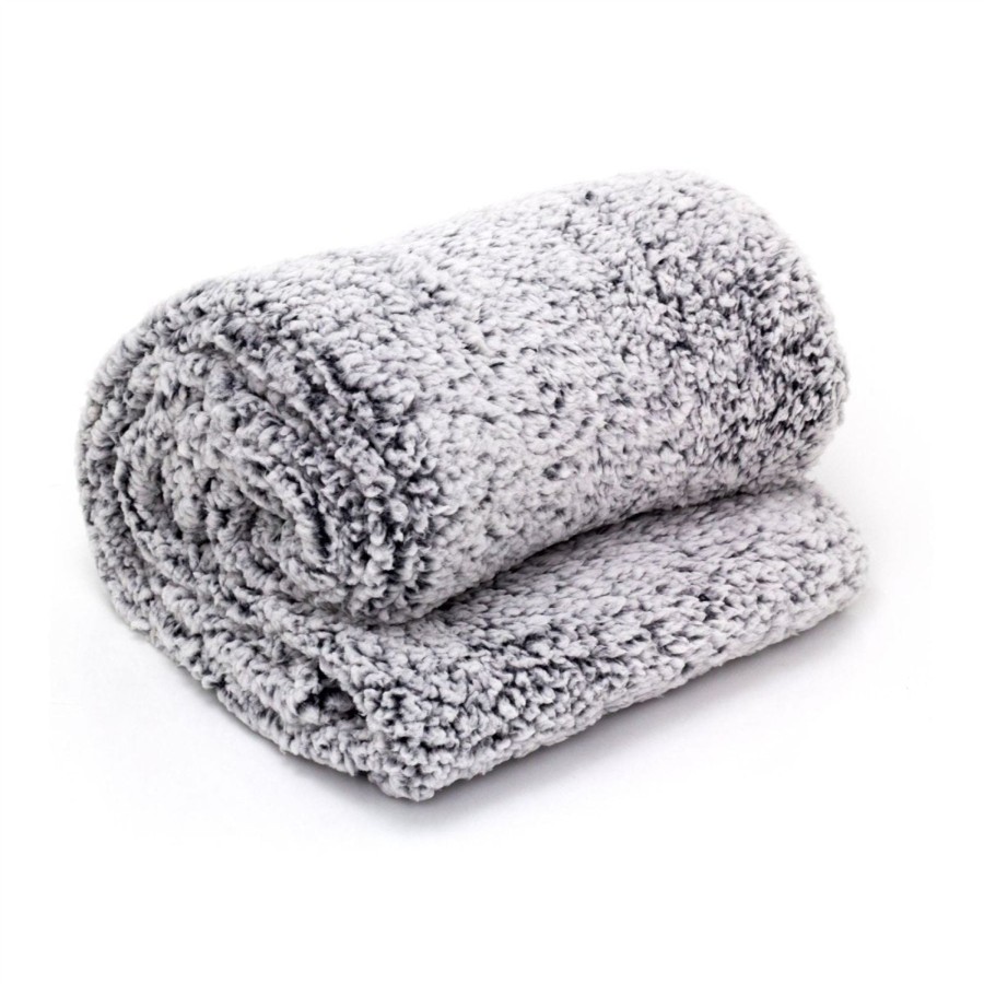 Home Accessories Carousel Shop Soft Furnishings & Rugs | Grey Textured Teddy Snug Throw Blanket | Super Soft Luxury Winter Fleece Plaid Throw Blanket | Snug Fluffy Throw Plush Bed Blanket 127 X 152Cm