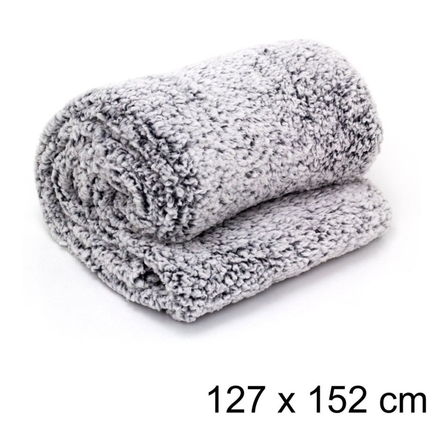 Home Accessories Carousel Shop Soft Furnishings & Rugs | Grey Textured Teddy Snug Throw Blanket | Super Soft Luxury Winter Fleece Plaid Throw Blanket | Snug Fluffy Throw Plush Bed Blanket 127 X 152Cm