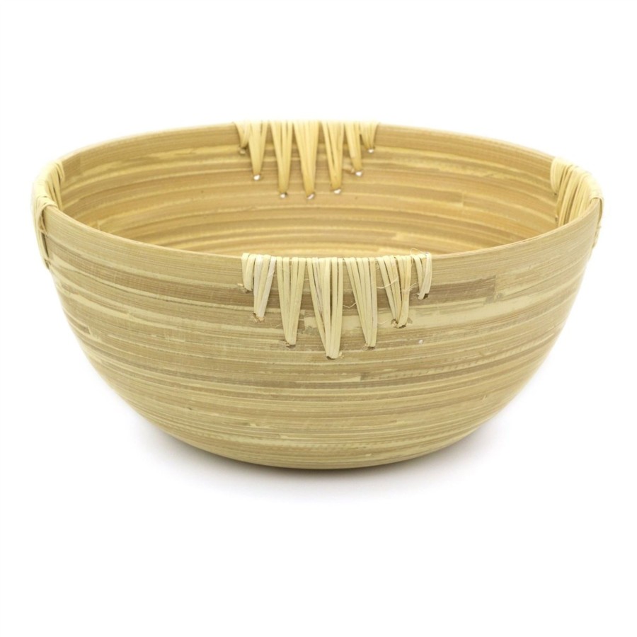 Home Accessories Carousel Shop Decorative Accessories | 30Cm Large Round Bamboo Presentation Bowl | Decorative Wooden Display Dish | Eco Friendly Bamboo Table Centerpieces