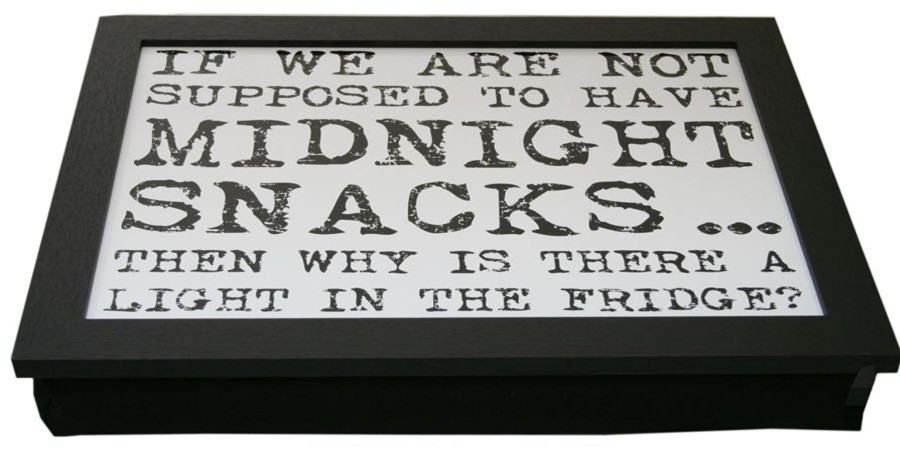 Kitchen & Dining Carousel Shop | Vintage Quote Lap Tray ~ 43X32 Black Laptray With A Bean Bag Base