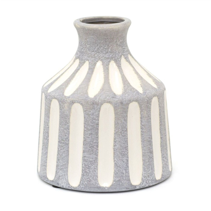 Home Accessories Carousel Shop Vases, Planters & Faux Flowers | Vintage Style Grey And White Stoneware Darcy Vase | Rustic Vase Ceramic Vase Flower Vase | Decorative Vase 15Cm