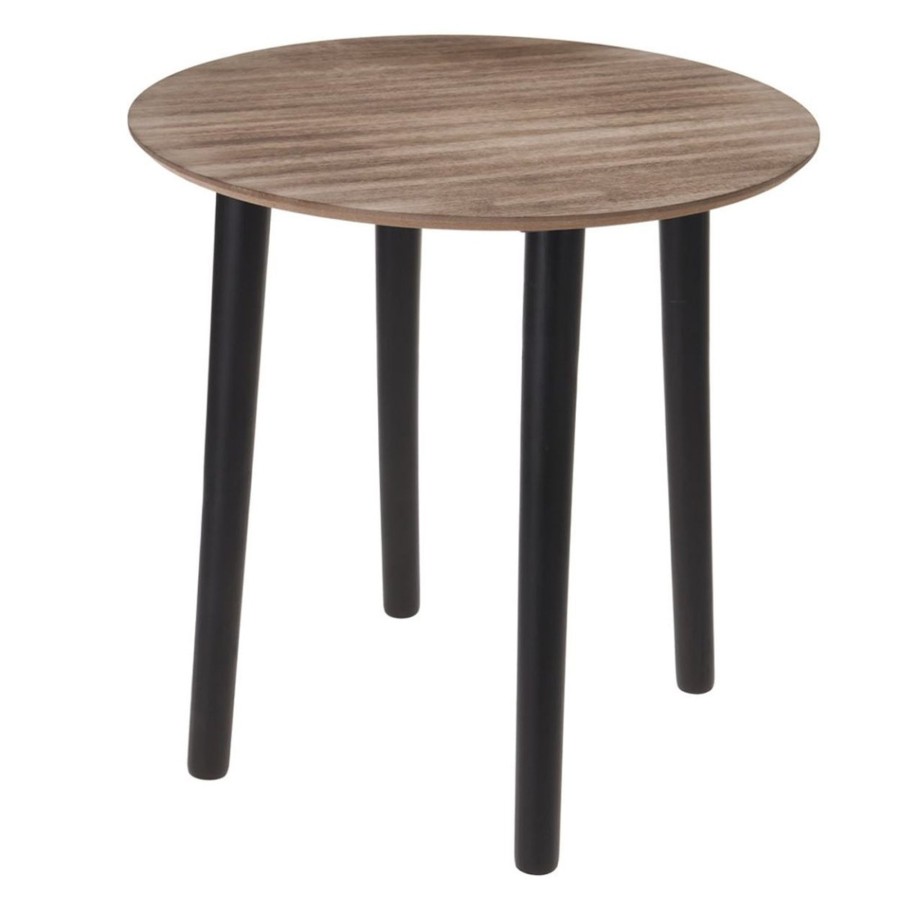 Home Accessories Carousel Shop Side Tables | Contemporary Round Wooden Pedestal Table | Black Side Table Occasional Table Bedside Table | Living Room End Tables - 40Cm