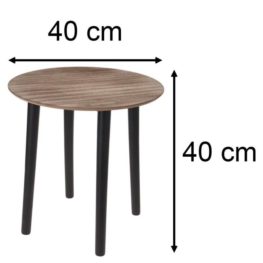 Home Accessories Carousel Shop Side Tables | Contemporary Round Wooden Pedestal Table | Black Side Table Occasional Table Bedside Table | Living Room End Tables - 40Cm