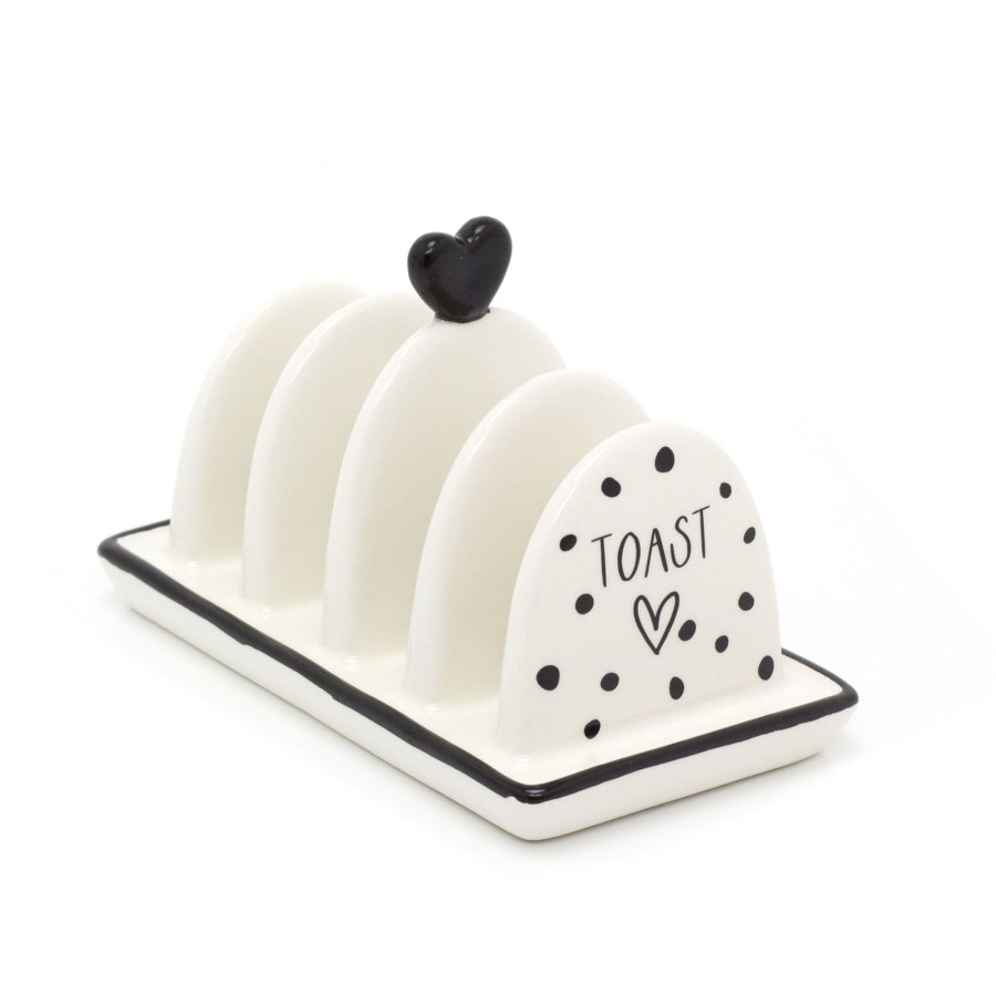 Kitchen & Dining Carousel Shop | 4 Slice White Ceramic Toast Rack | Polka Dot Toast Rack 4 Slice | 4 Slot Heart Toast Rack Toast Holder