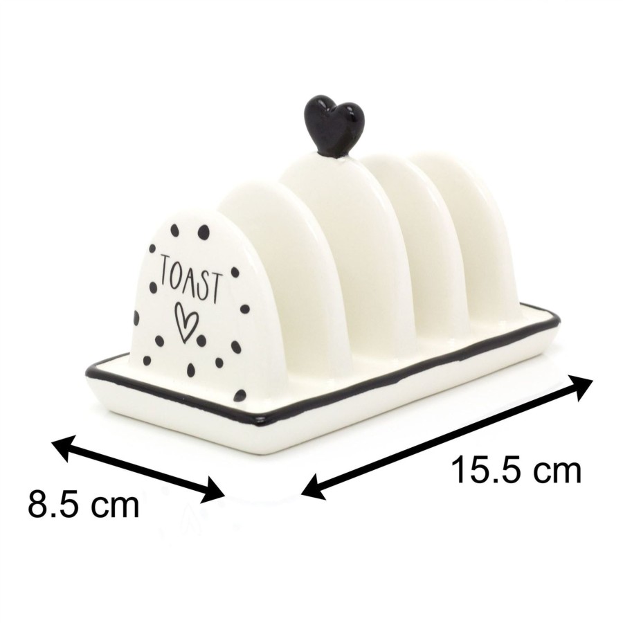 Kitchen & Dining Carousel Shop | 4 Slice White Ceramic Toast Rack | Polka Dot Toast Rack 4 Slice | 4 Slot Heart Toast Rack Toast Holder