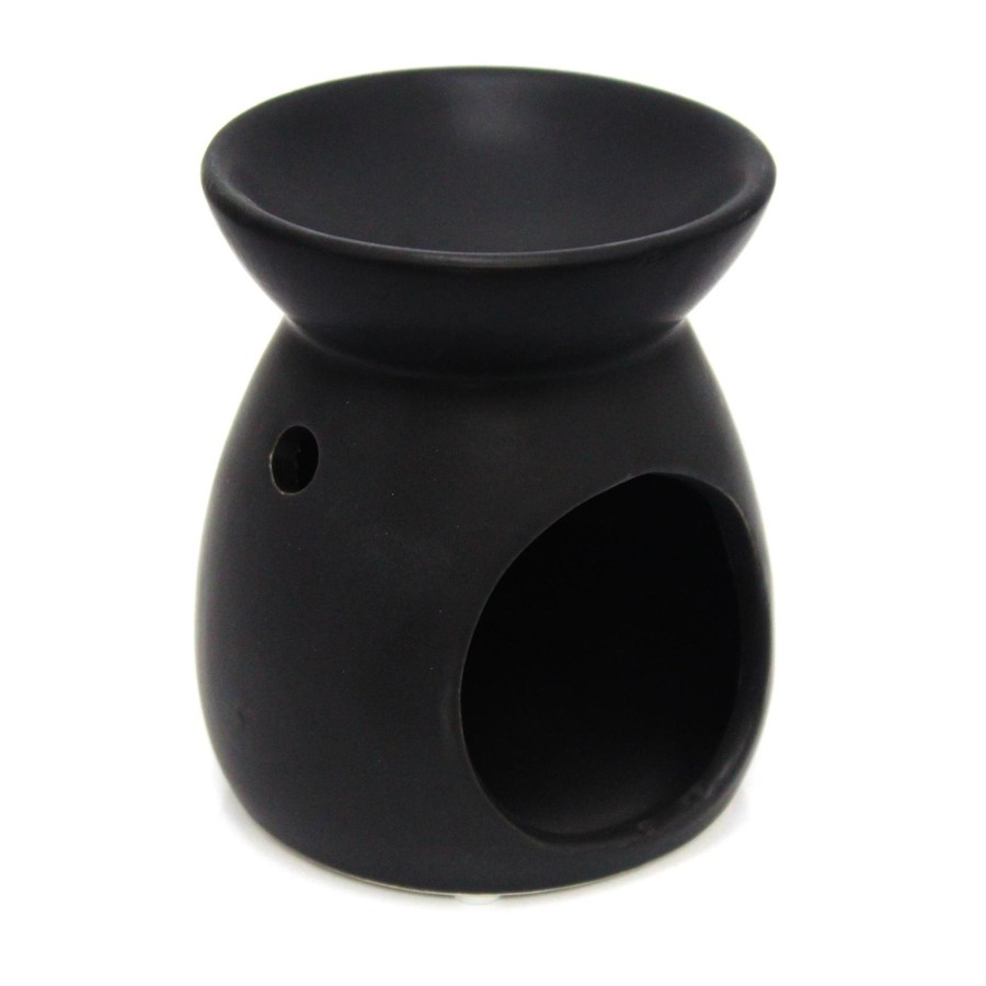 Home Accessories Carousel Shop Oil Burners & Diffusers | Ceramic Tealight Candle Holder Essential Oil Burner ~ Black