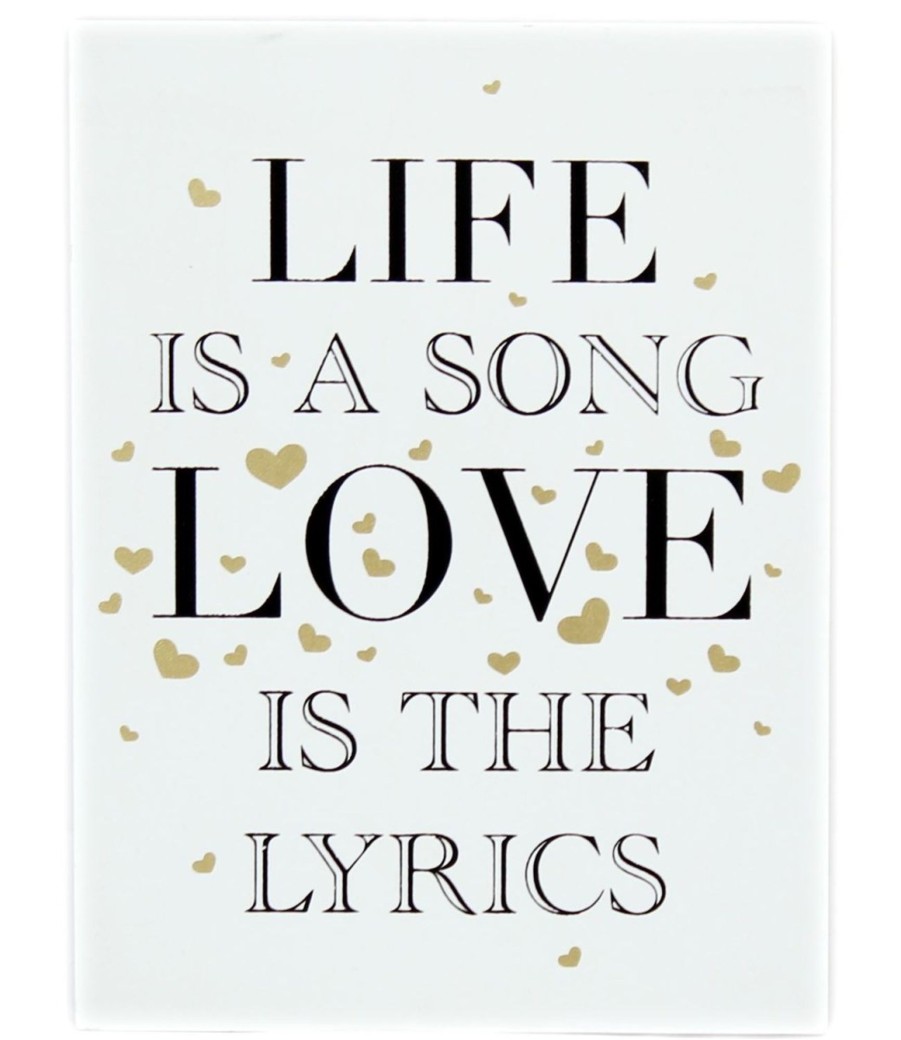 Home Accessories Carousel Shop Signs & Plaques | Gold Wooden Love Sign Wall Hanging Plaque 15Cmx20Cm ~ Life Is A Song