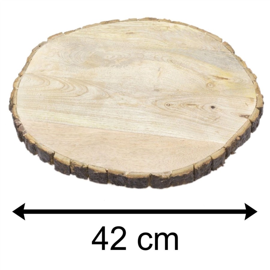 Home Accessories Carousel Shop Candle Plates | 42Cm Wooden Tree Trunk Cake Stand | Large Wedding Birthday Cake Round Display Board | Serving Platter Table Centerpiece