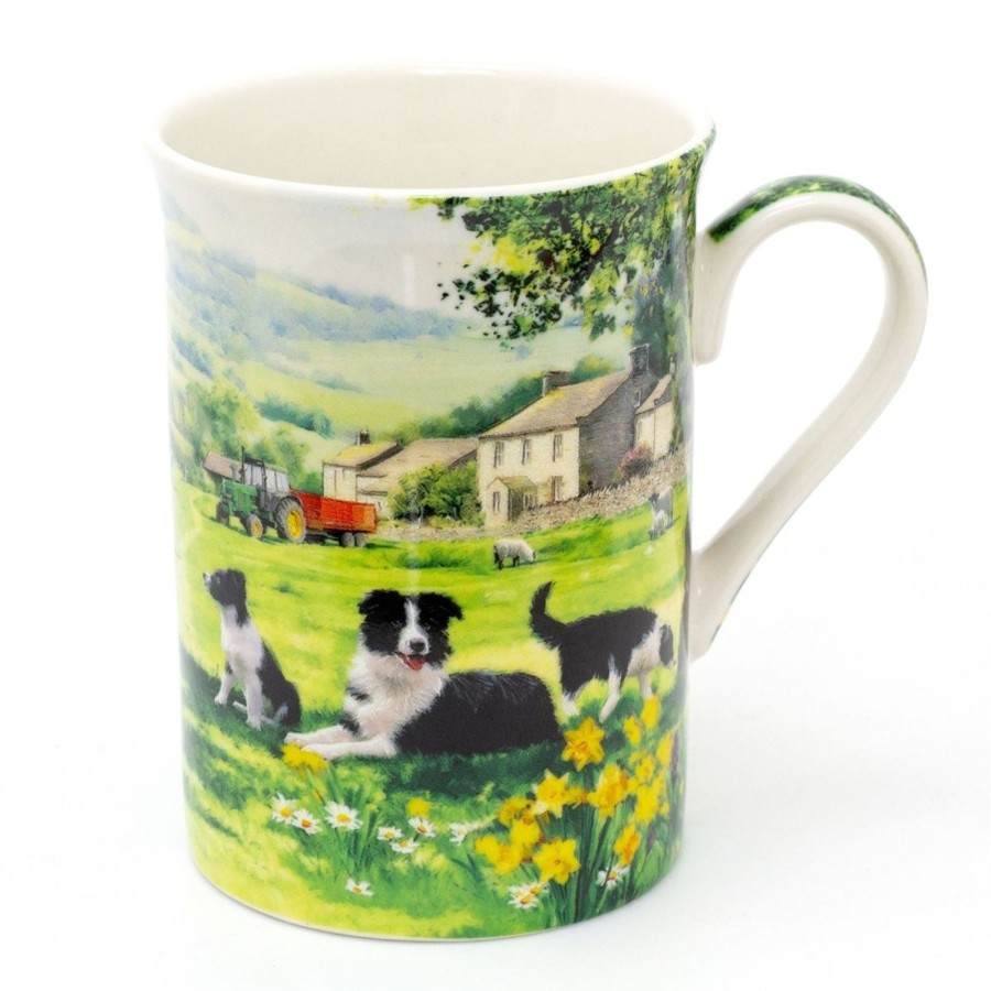 Kitchen & Dining Carousel Shop | Farmhouse Country Collie & Sheep Coffee Mug | The Country Life Dog And Sheep Fine China Tea Cup | Hot Drinks Tea Mug Coffee Cup