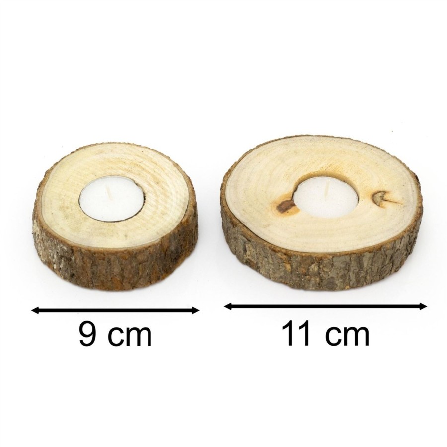 Home Accessories Carousel Shop Candlesticks, Holders & Lanterns | Set Of 2 Natural Tree Bark Tea Light Holders | Rustic Wooden Tree Slice Tealight Candle Holders | Tree Log Christmas Wedding Tealight Candles