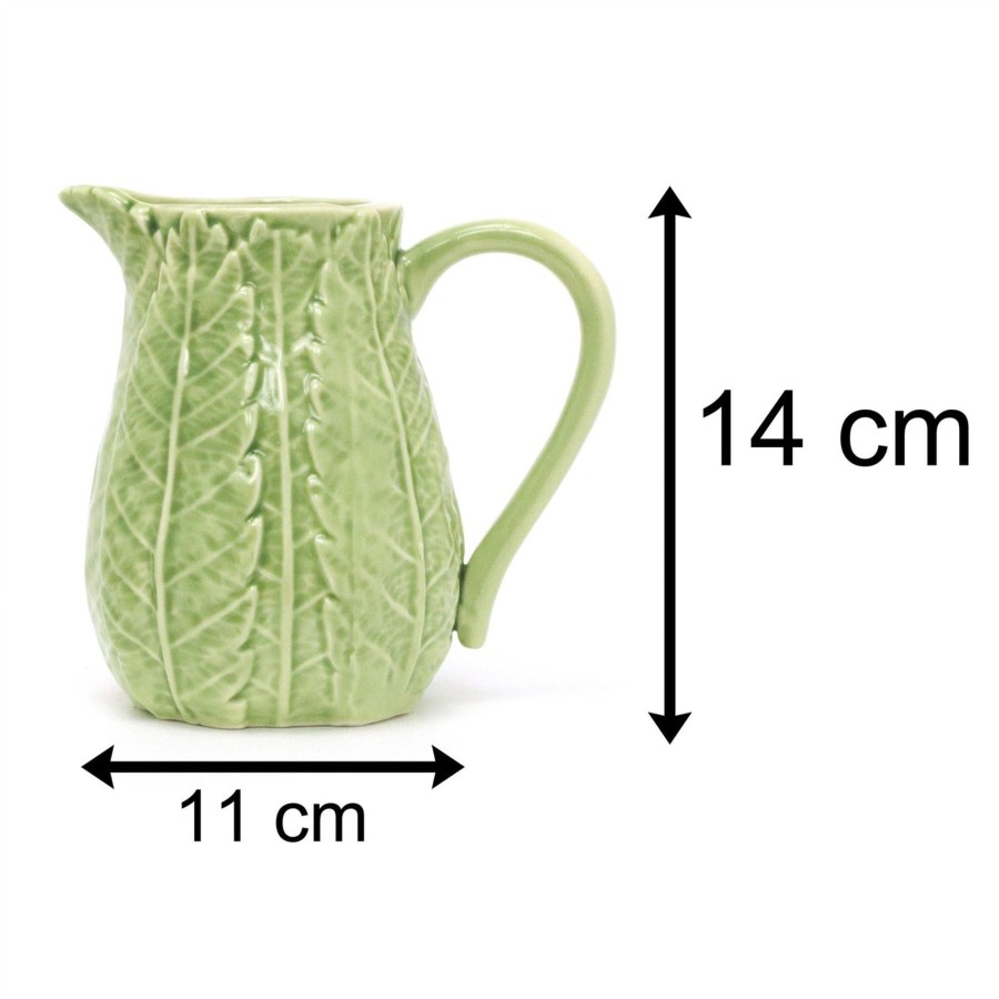 Kitchen & Dining Carousel Shop | 14Cm Fern Leaf Ceramic Serving Jug | Botanical Green Water Pitcher Milk China Jug | Country Kitchen Jugs Porcelain Flower Vase