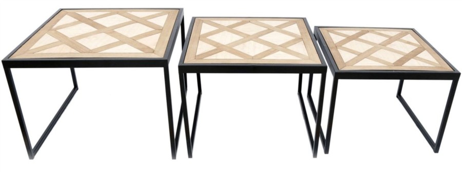 Home Accessories Carousel Shop Side Tables | Set Of Three Geometric Pattern Side Tables