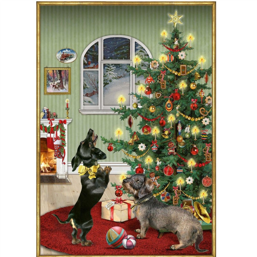 Celebrations Carousel Shop | Traditional Christmas Advent Calendar | Dachshund Sausage Dog Advent Calendar | Christmas Puppy Picture Advent Calendar