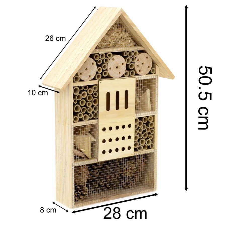 Home Accessories Carousel Shop Garden Decor | Extra Large Wooden Insect Hotel Wooden Insect House | Garden Bug Bee Hotel Nesting Habitat For Bees, Butterflies, Ladybirds | Bug House For Garden