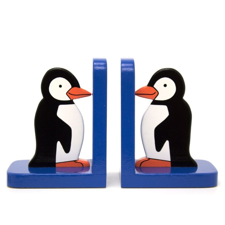 Baby & Child Carousel Shop Room Decor & Storage | Penguin Wooden Bookends For Kids | Childrens Book Ends | Book Stoppers For Shelves, Kids Room Or Nursery Decor - Hand Made In Uk