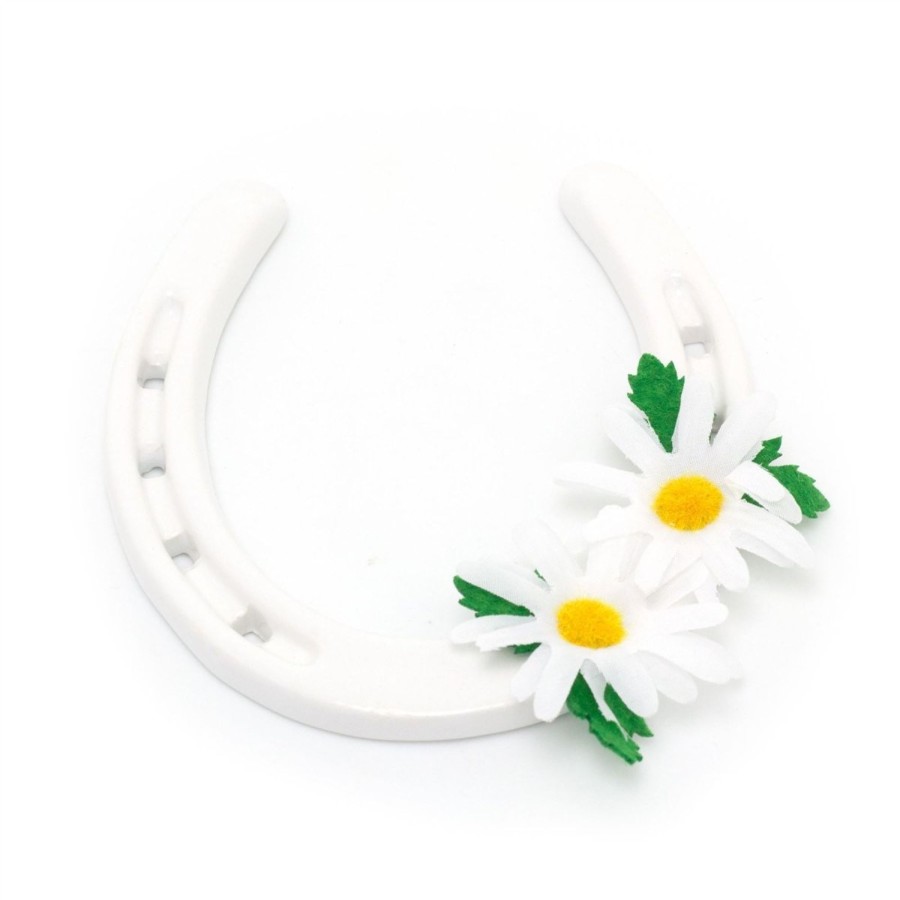 Celebrations Carousel Shop | White Ceramic Daisy Good Luck Wedding Day Horseshoe | Lucky Keepsake Plaque Sign Charm | Wedding Gift Bridal Accessory