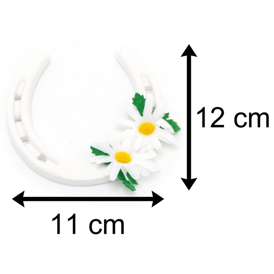 Celebrations Carousel Shop | White Ceramic Daisy Good Luck Wedding Day Horseshoe | Lucky Keepsake Plaque Sign Charm | Wedding Gift Bridal Accessory