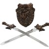 Baby & Child Carousel Shop Dressing Up | Kids Twin Sword Shield Battle Pack Toy | Children'S Medieval Knight Costume Fancy Dress | Play Sword Shield Set Role Playing - Bronze