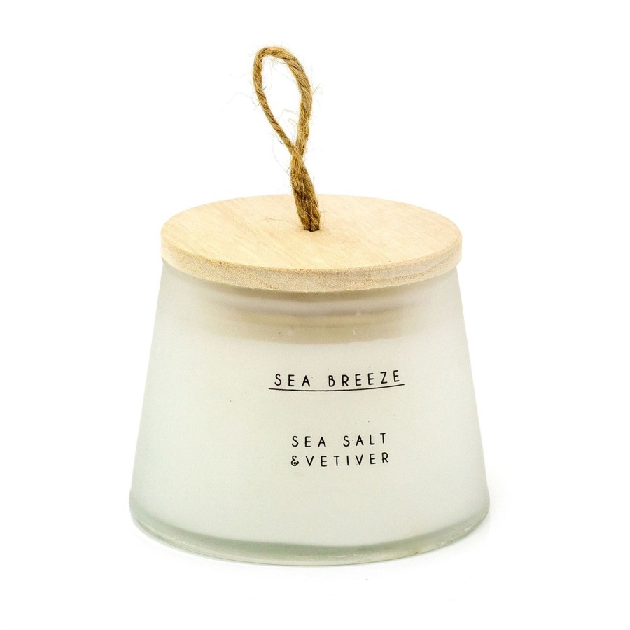 Home Accessories Carousel Shop Bathroom Accessories | Sea Breeze Large Nautical Candle | Sea Salt & Vetiver Fragrance Candle And Pot