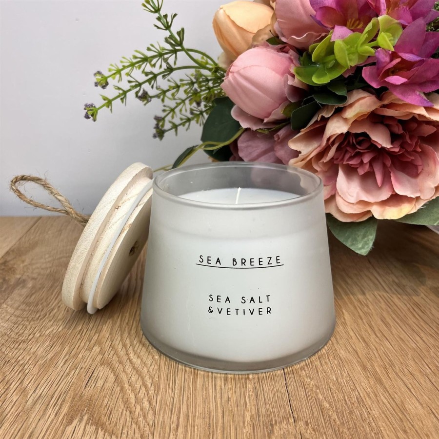 Home Accessories Carousel Shop Bathroom Accessories | Sea Breeze Large Nautical Candle | Sea Salt & Vetiver Fragrance Candle And Pot