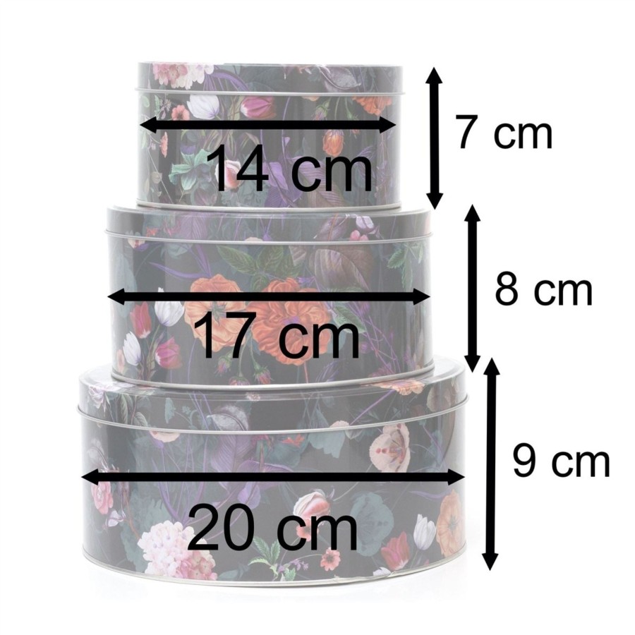 Kitchen & Dining Carousel Shop | Set Of 3 Floral Nesting Tins | 3 Piece Kitchen Airtight Storage Tin Set