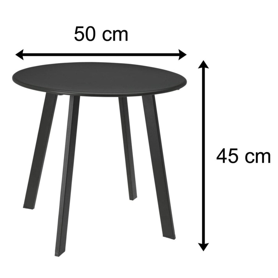 Home Accessories Carousel Shop Side Tables | 50Cm Grey Metal Outdoor Coffee Table Garden Side Table | Patio Table Metal Garden Table Outdoor Side Table | Round Garden Table Garden Coffee Table