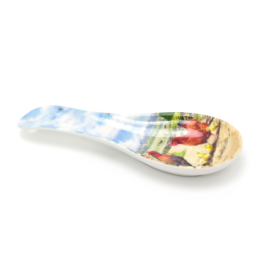 Kitchen & Dining Carousel Shop | 23Cm Cockerel & Hen Spoon Holder | Melamine Country Farm Kitchen Utensil Rest | Countryside Cooking Ladle Spatula Holder