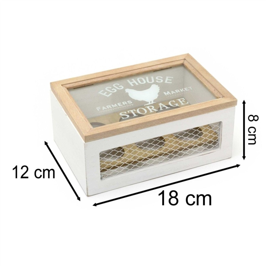 Kitchen & Dining Carousel Shop | Farmers Market Egg Storage Tray Wooden Egg Holder | 6-Egg Crate Box For Kitchen