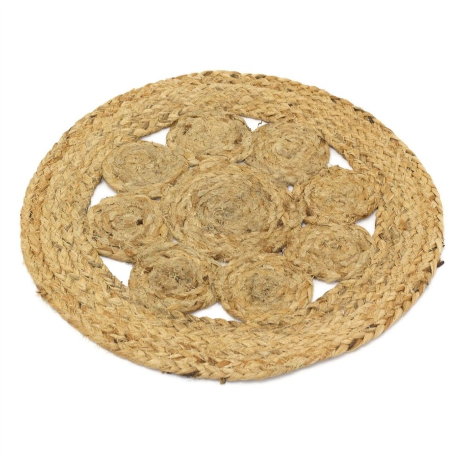 Kitchen & Dining Carousel Shop | Round Braided Jute Placemat | Rustic Woven Kitchen Dining Table Place Mat - 35Cm