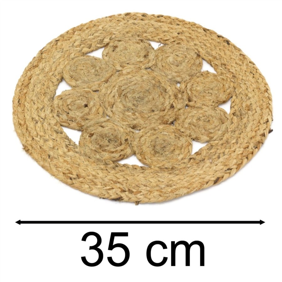 Kitchen & Dining Carousel Shop | Round Braided Jute Placemat | Rustic Woven Kitchen Dining Table Place Mat - 35Cm