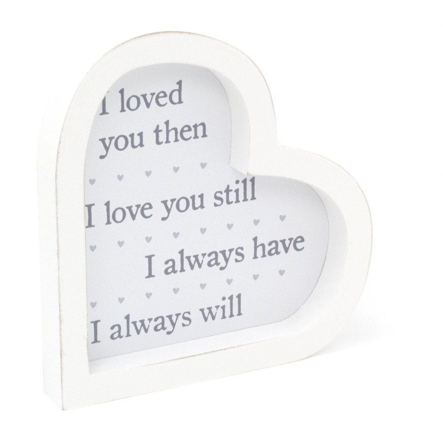 Home Accessories Carousel Shop Decorative Accessories | I Love You Still Plaque Freestanding Block | White Wooden Love Heart Sign | Shabby Chic Heart Shaped Plaque