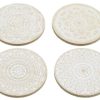 Kitchen & Dining Carousel Shop | Set Of 4 Geometric Mandala Flower Style Boho Wooden Drinks Coasters