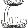 Kitchen & Dining Carousel Shop | 2 Tier Fruit Bowl Vegetable Rack Basket Black Metal Wire Display Stand