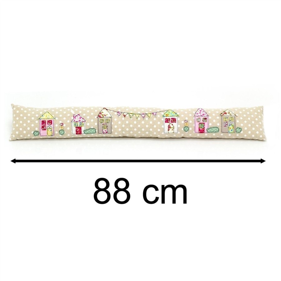 Home Accessories Carousel Shop Draught Excluders | Applique Houses Fabric Draught Excluder | Polka Dot Draft Excluder Door Cushion