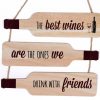 Home Accessories Carousel Shop Signs & Plaques | Wooden Bottle Shape Wine Quote Plaque Wall Hanging Sign 30Cm ~ Drink With Friends