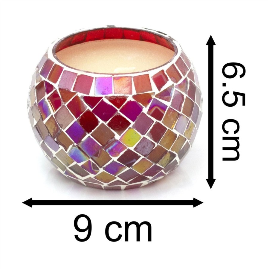 Home Accessories Carousel Shop Candles & Tealights | Scented Candle In Mosaic Glass Holder | Boho Fragrance Candle And Holder | Decorative Moroccan Candle Pots - Colour Varies One Supplied